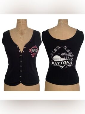 Vintage 90s Harley Davidson Daytona Bike Week 95 Sexy Snap Front Tank Top